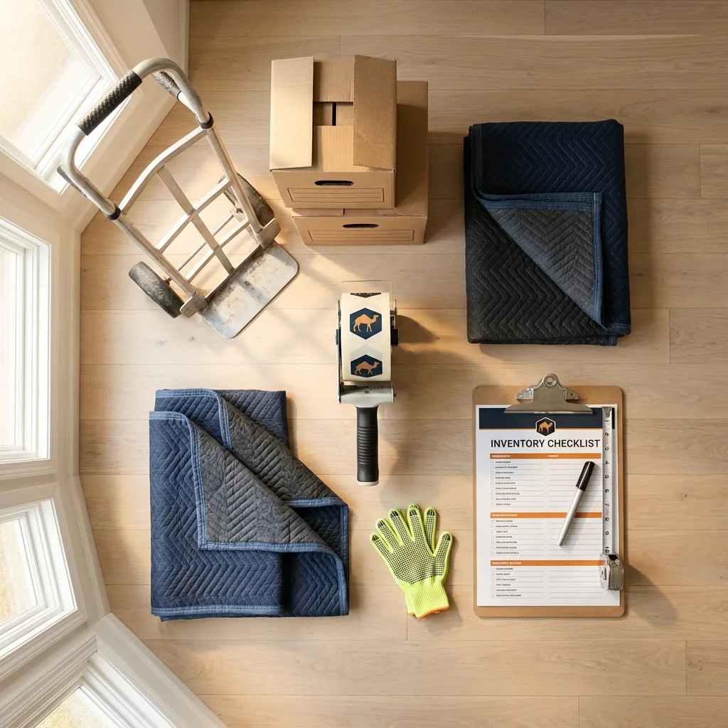 Professional moving supplies and packing materials layout for Ironwood residential relocations